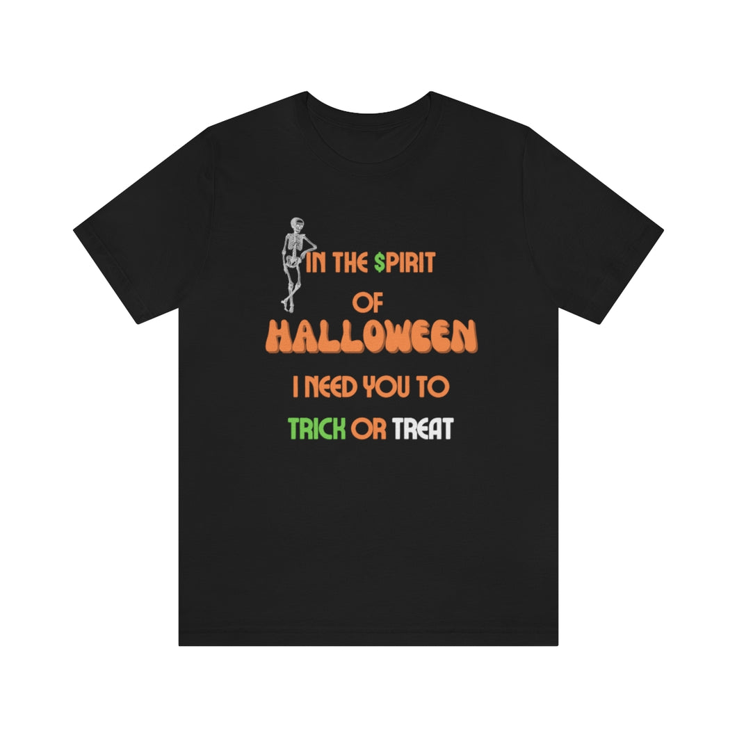 Halloween Trick or Treat Unisex Jersey Short Sleeve Tee