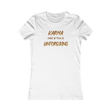 Load image into Gallery viewer, Karma Women&#39;s T-Shirt (Fitted - Brown Letters)
