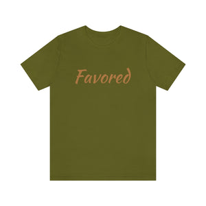 Favored Jersey Short Sleeve T-Shirt (Light Golden Brown Letters)