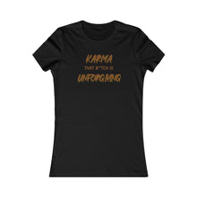 Load image into Gallery viewer, Karma Women&#39;s T-Shirt (Fitted - Brown Letters)
