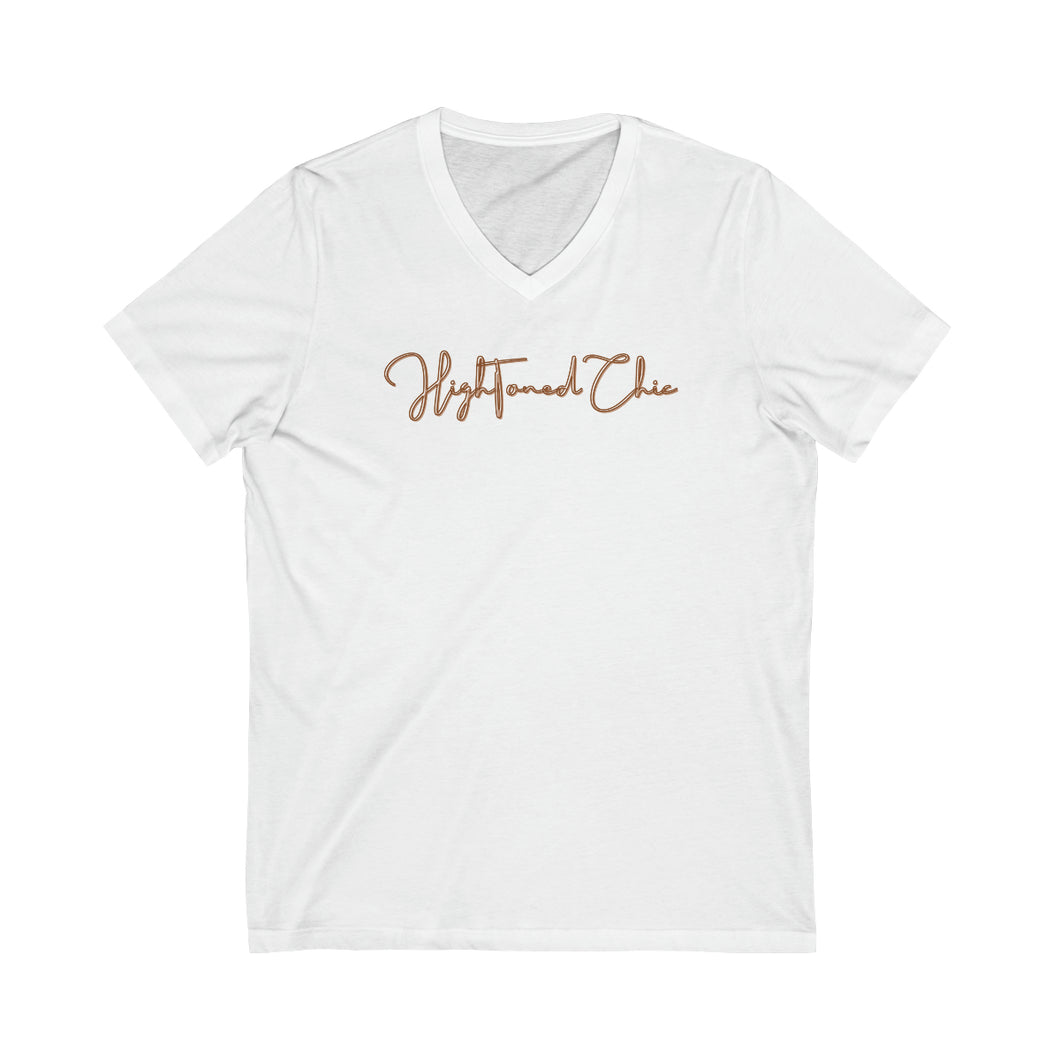 HighToned Chic Jersey Short Sleeve V-Neck Tee