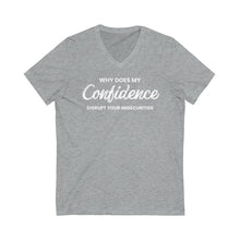 Load image into Gallery viewer, Confidence Unisex Jersey Short Sleeve V-Neck Tee (White Letters)
