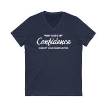 Load image into Gallery viewer, Confidence Unisex Jersey Short Sleeve V-Neck Tee (White Letters)
