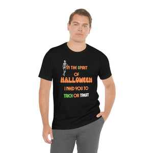 Halloween Trick or Treat Unisex Jersey Short Sleeve Tee