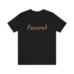 Favored Jersey Short Sleeve T-Shirt (Light Golden Brown Letters)