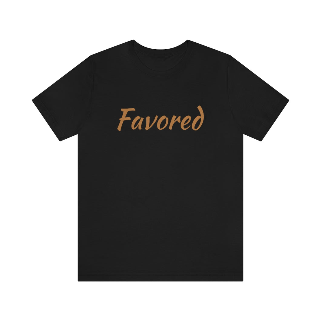 Favored Jersey Short Sleeve T-Shirt (Light Golden Brown Letters)